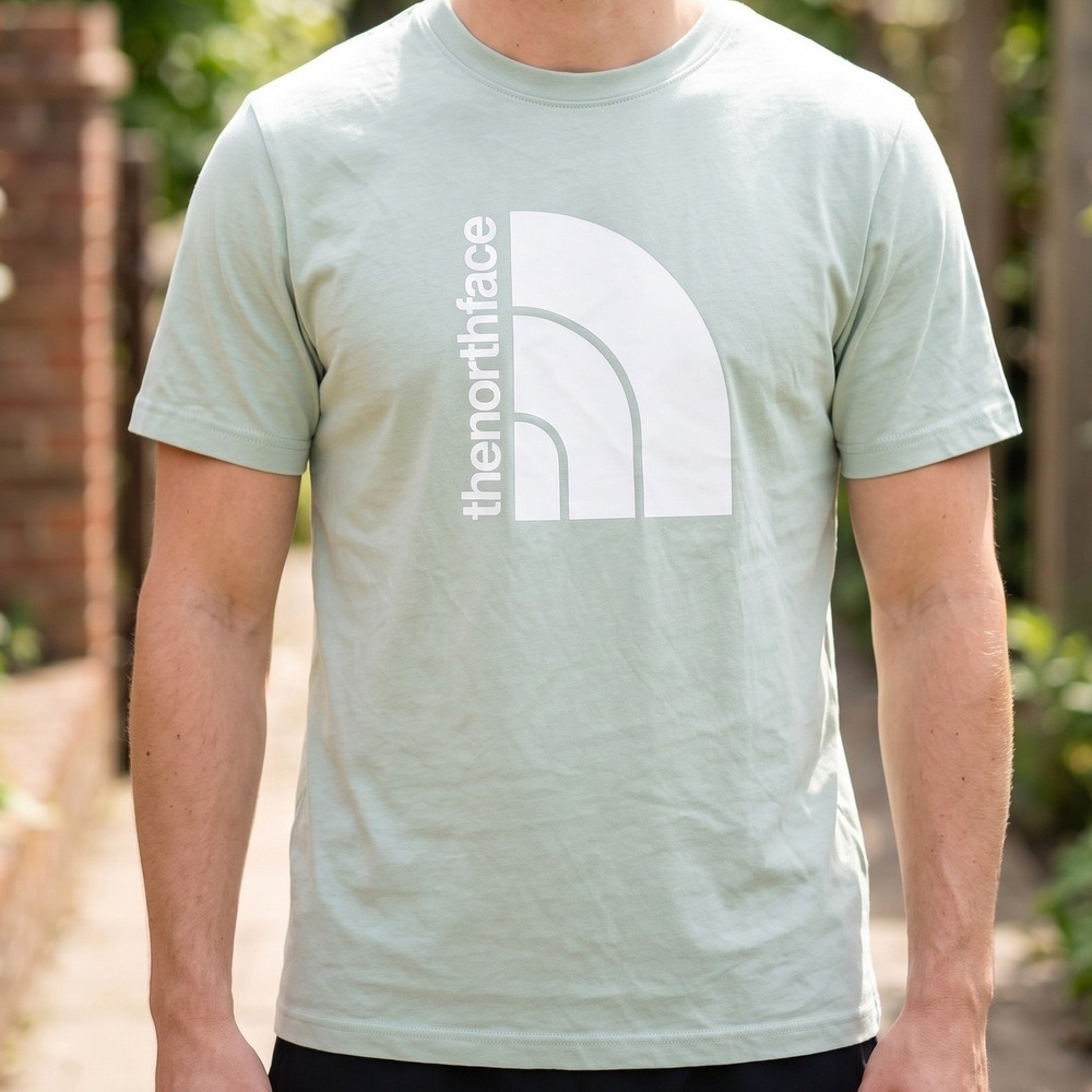 The North Face Mens Sage Green Graphic Logo T-Shirt Short Sleeve Cotton Tee